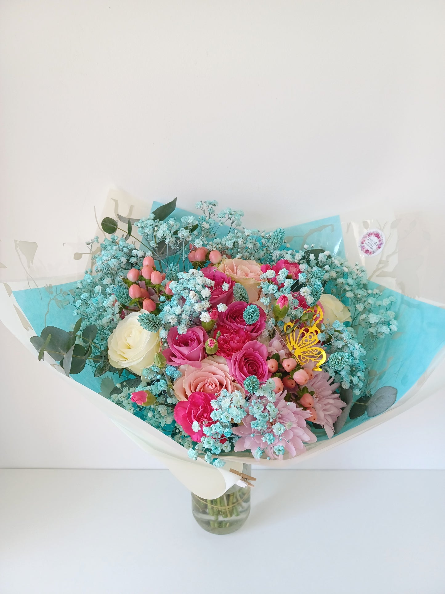 Tiffany & Pink Seasonal Flower Hand-tied Bouquet