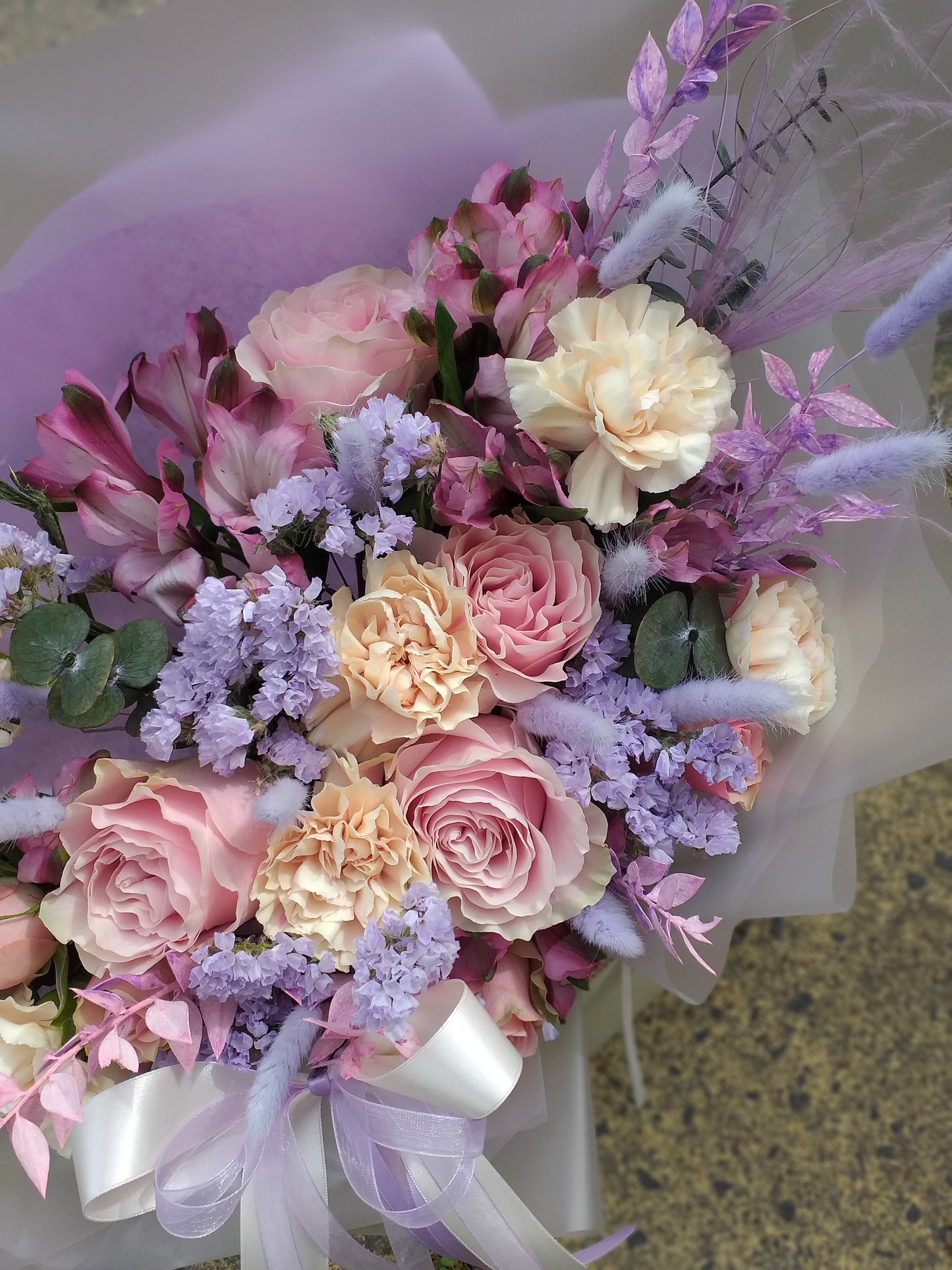 Lilac, Pink & Peach Seasonal Fresh Hand-tied Bouquet