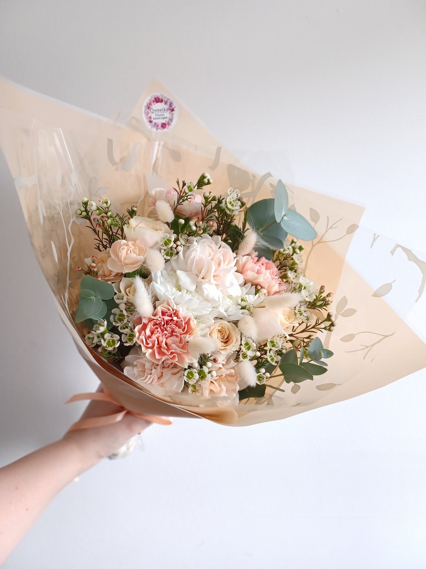 Peach & Orange Seasonal Flower Hand-tied Bouquet