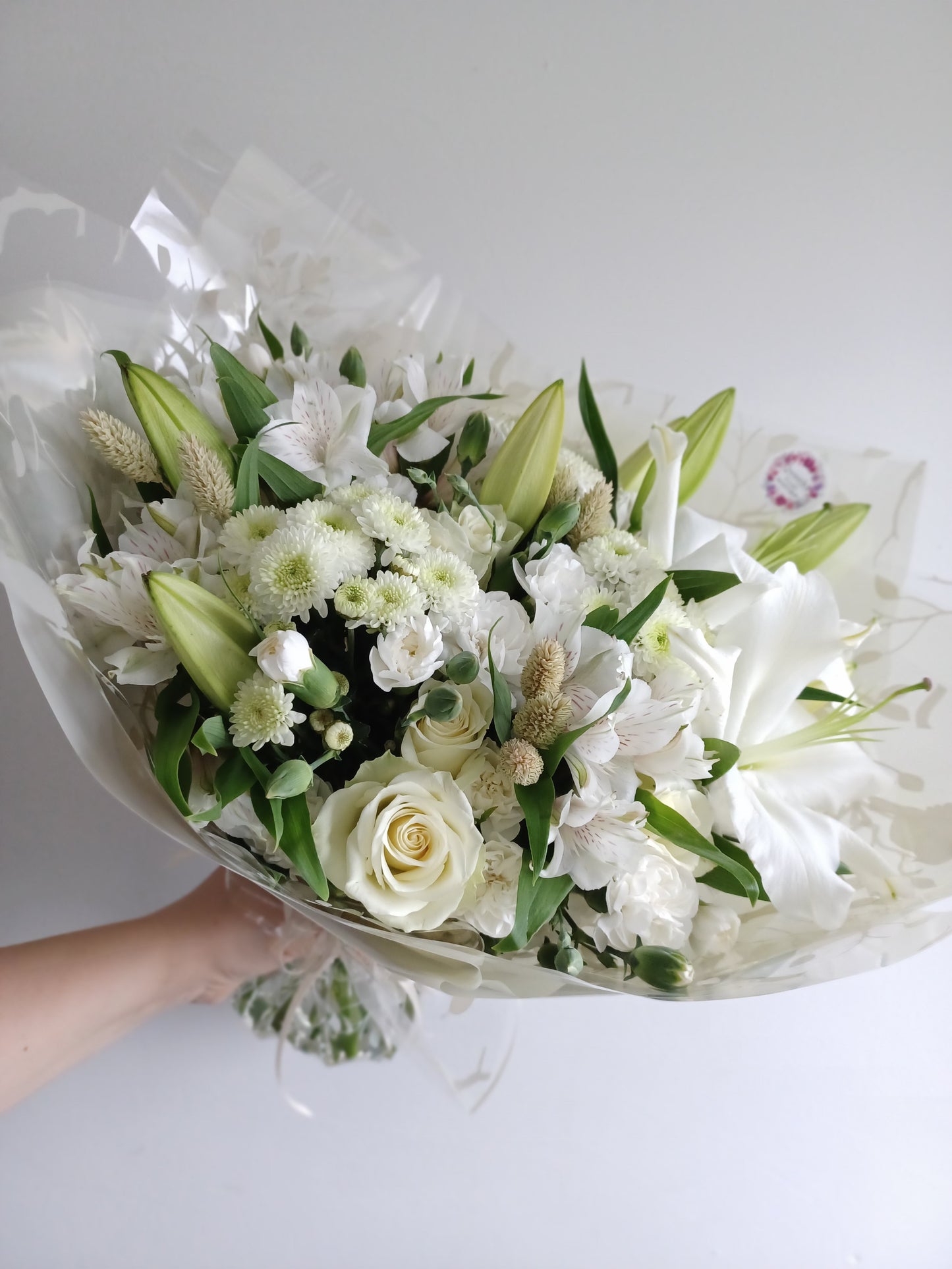 White Elegance Seasonal Flower Bouquet: Fresh Cut White, Cream & Green