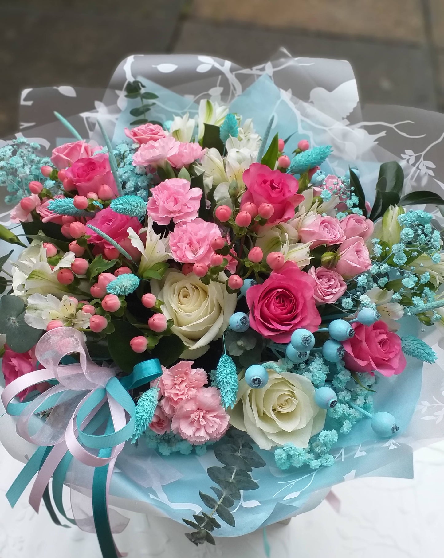 Tiffany & Pink Seasonal Flower Hand-tied Bouquet