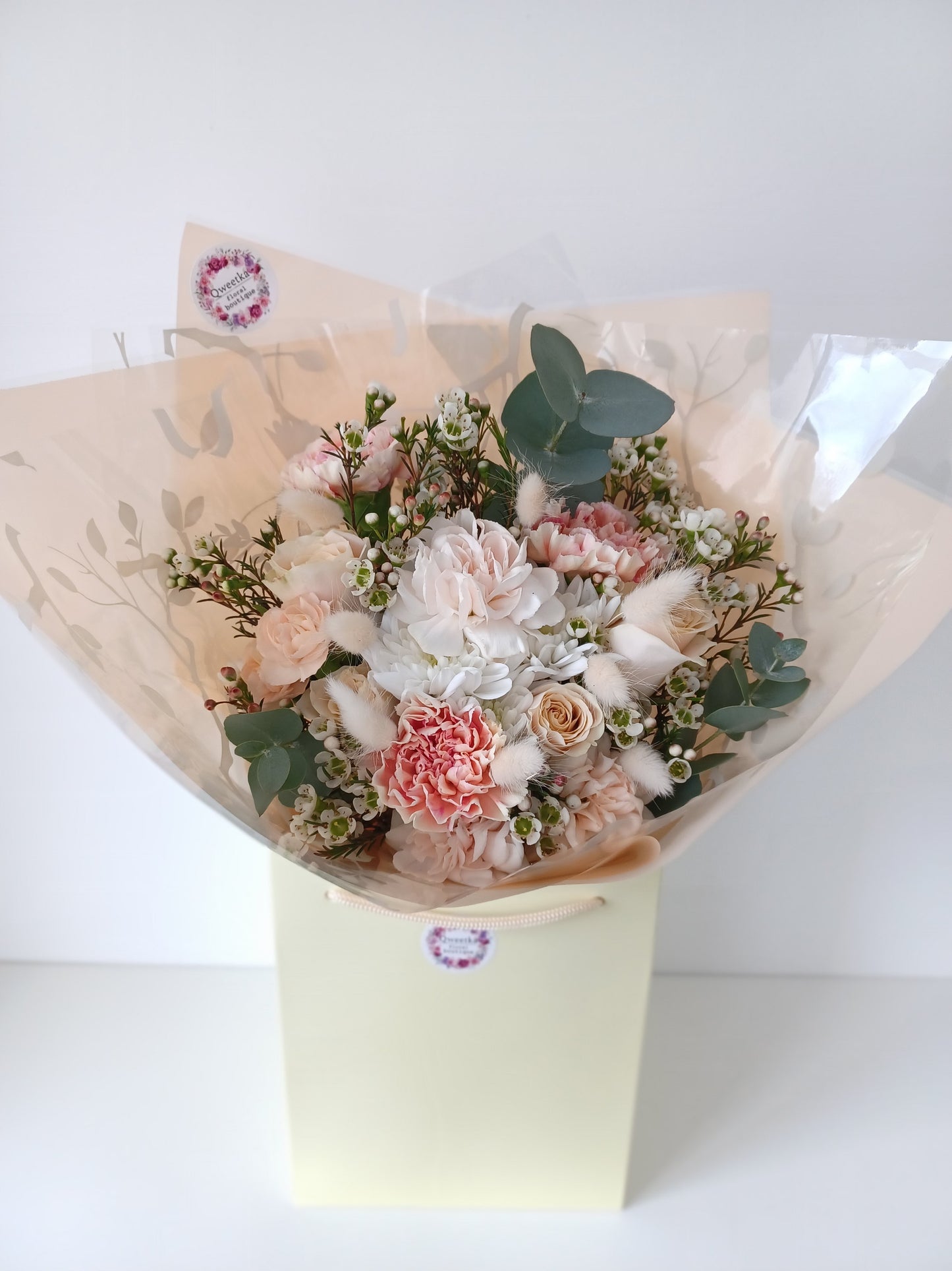 Peach & Orange Seasonal Flower Hand-tied Bouquet