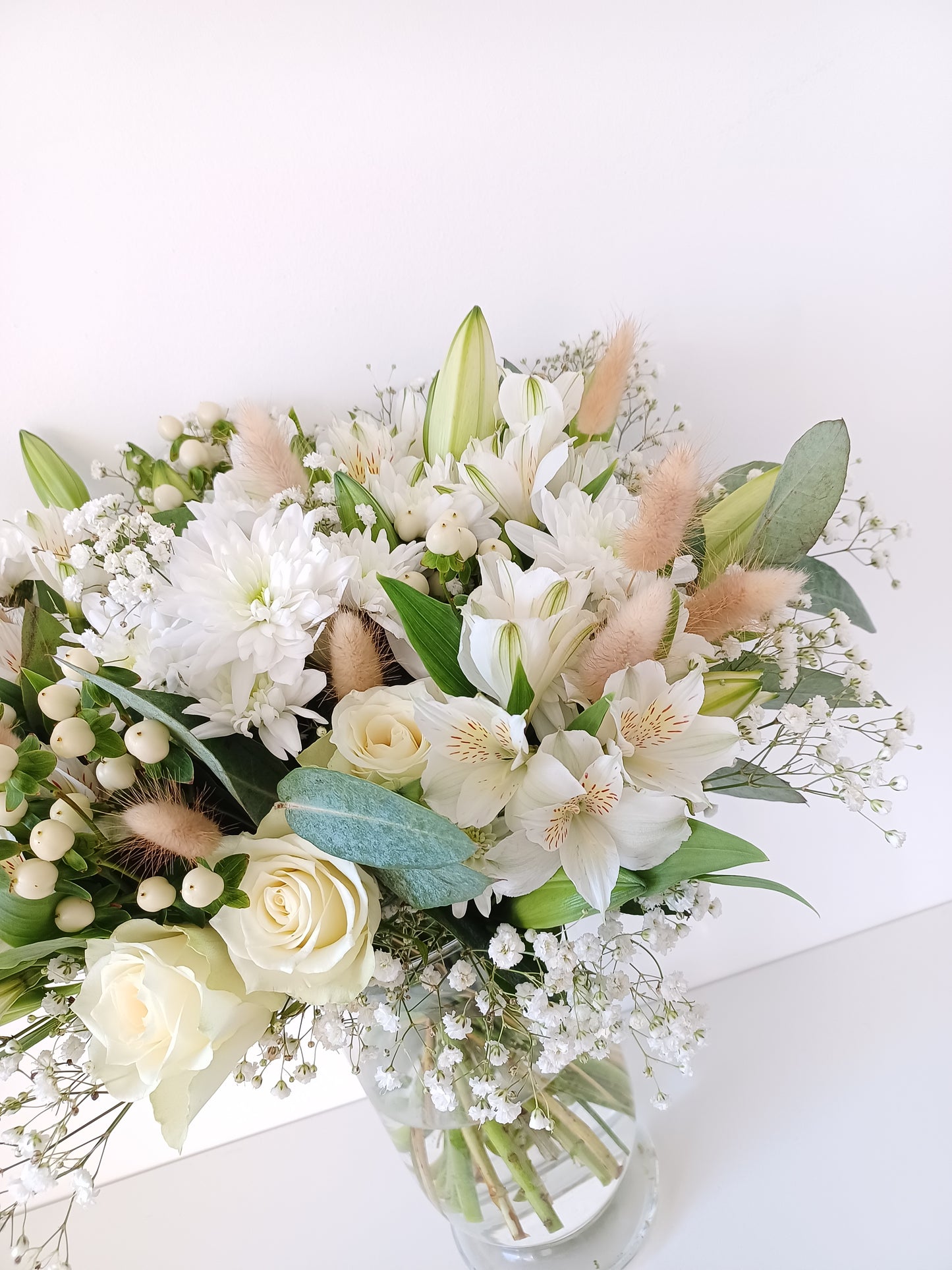 White Elegance Seasonal Flower Bouquet: Fresh Cut White, Cream & Green