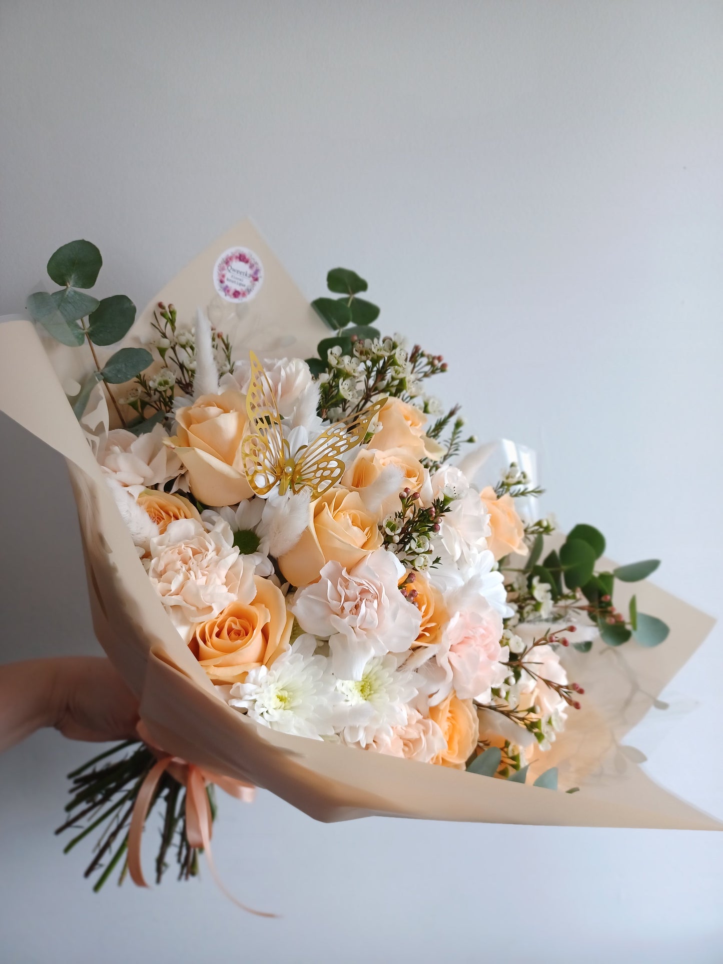Peach & Orange Seasonal Flower Hand-tied Bouquet