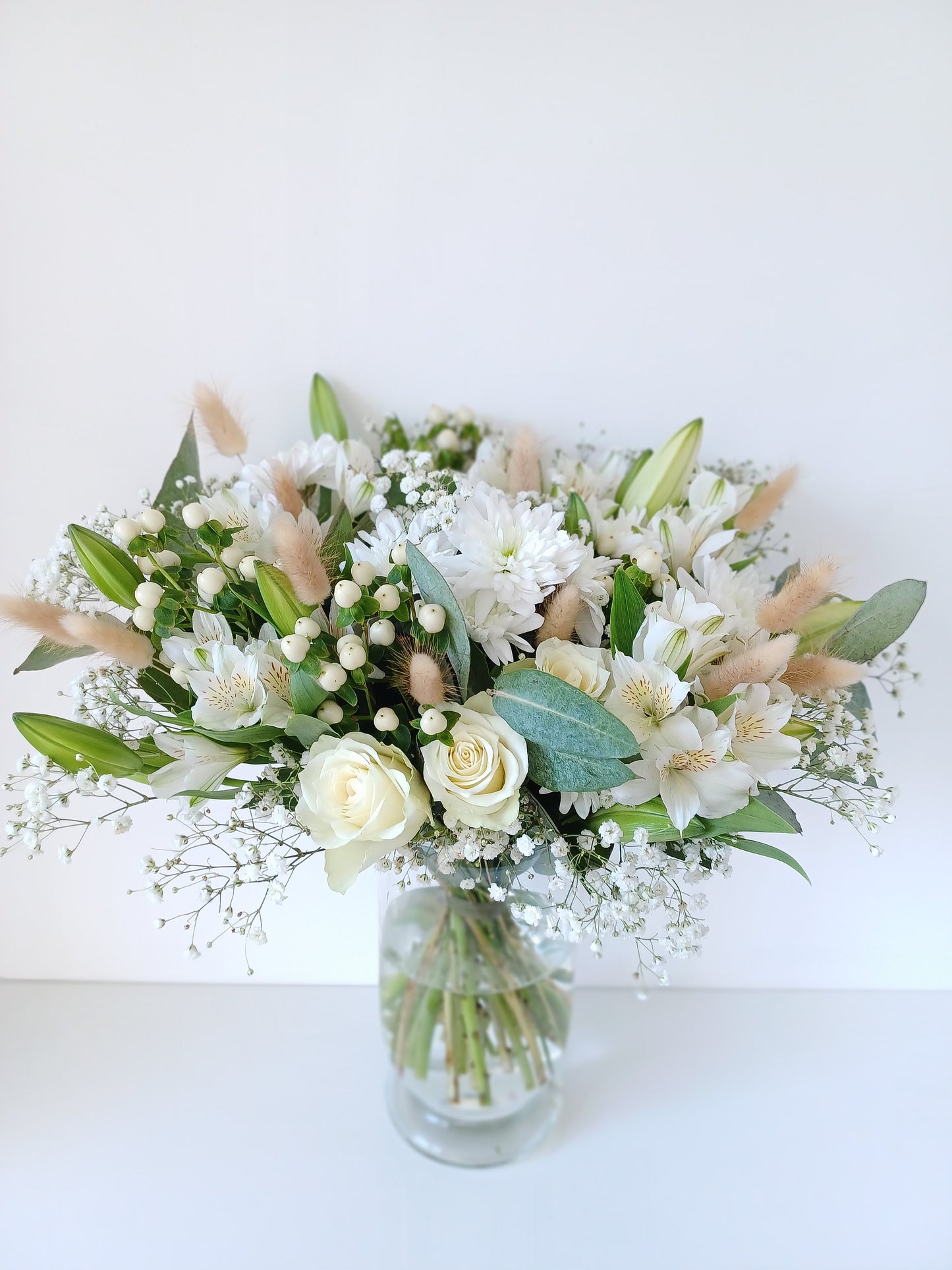 White Elegance Seasonal Flower Bouquet: Fresh Cut White, Cream & Green