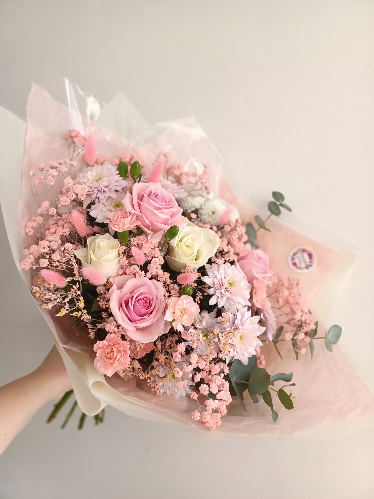 Pink & White Seasonal Flower Hand-tied Bouquet