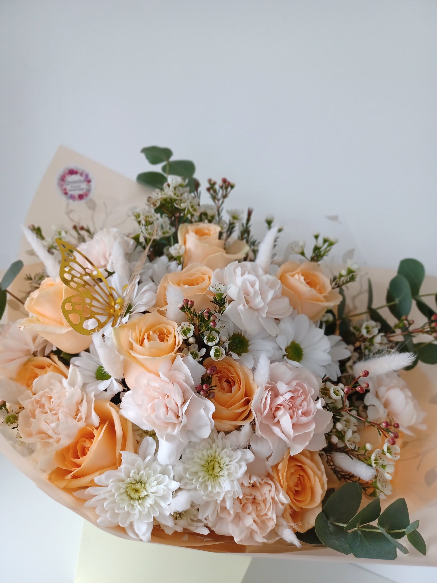 Peach & Orange Seasonal Flower Hand-tied Bouquet
