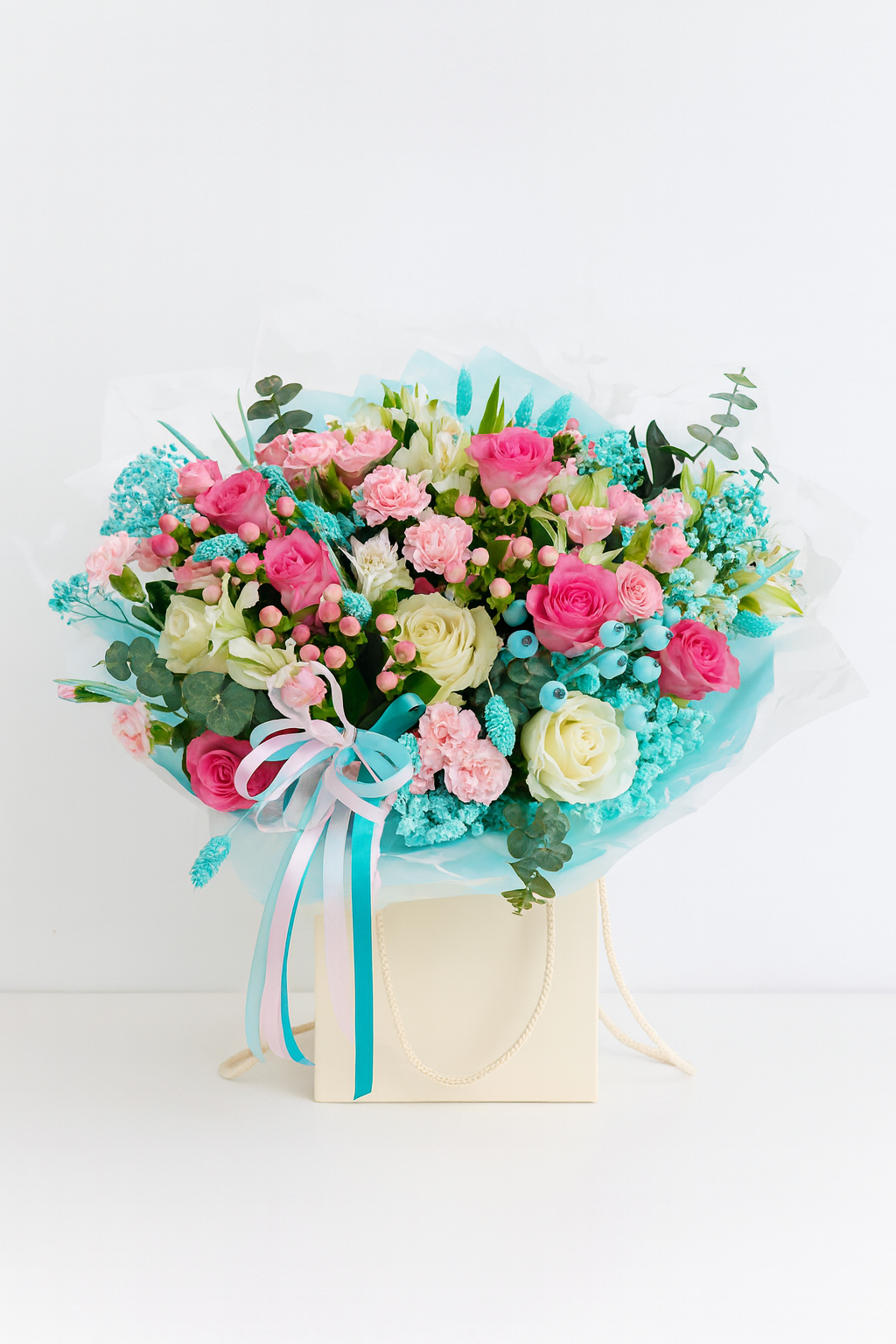 Tiffany & Pink Seasonal Flower Hand-tied Bouquet