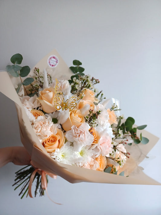 Peach & Orange Seasonal Flower Hand-tied Bouquet